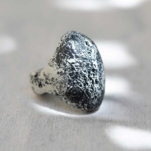 Oval Black and White Ring