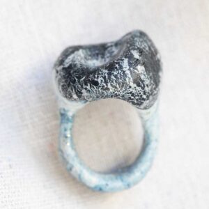Sculpted Blue and Black Ring. Size 7.