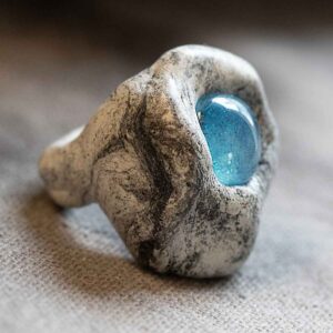 Abstract Ring with Blue Glass. Size 7.