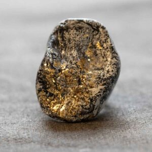 Abstract Grey with Gold Leaf Ring. Size 7.